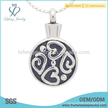 Enamel heart silver cremation urn pendant,pendant ashes keepsakes jewelry